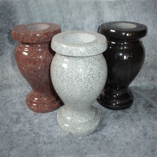 Turned vases – India Red, Georgia Gray, Black